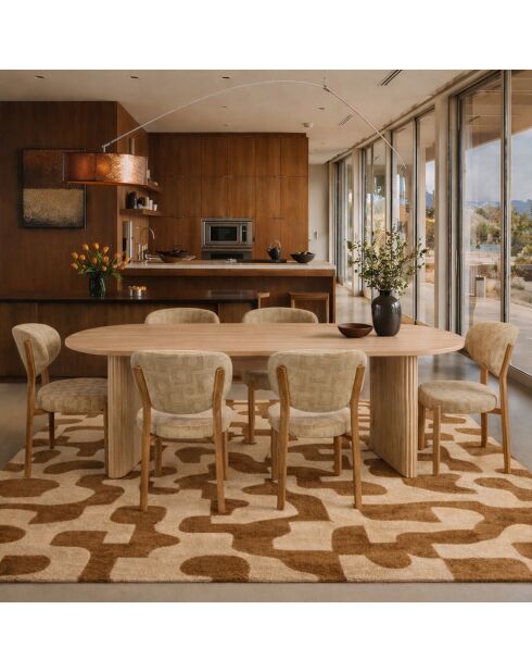Ensemble table + 6 chaises Suzie naturel/ beige - 220x90x75cm