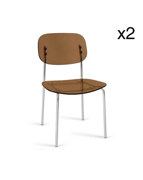 Lot de 2 chaises Glam marron - 49x42x78cm