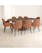 Ensemble table extensible  fauteuils Ginette terracotta - D. 180/220cm