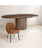 Ensemble table extensible  fauteuils Ginette terracotta - D. 180/220cm