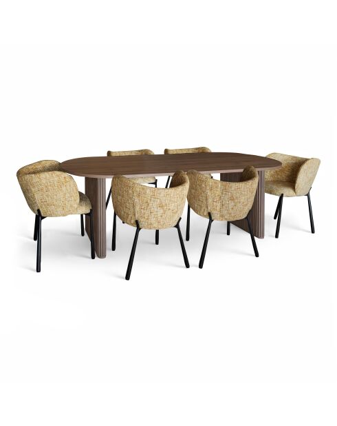 Juego de sillones y mesa Suzan amarillo/natural - 230 x 90 x 76 cm