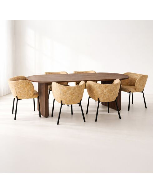 Juego de sillones y mesa Suzan amarillo/natural - 230 x 90 x 76 cm