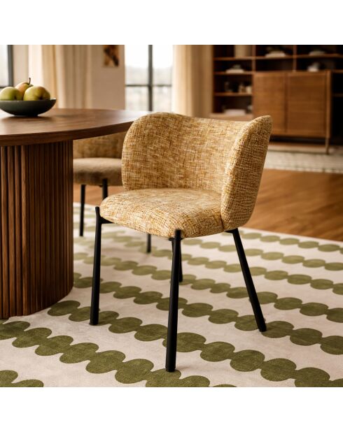 Juego de sillones y mesa Suzan amarillo/natural - 230 x 90 x 76 cm