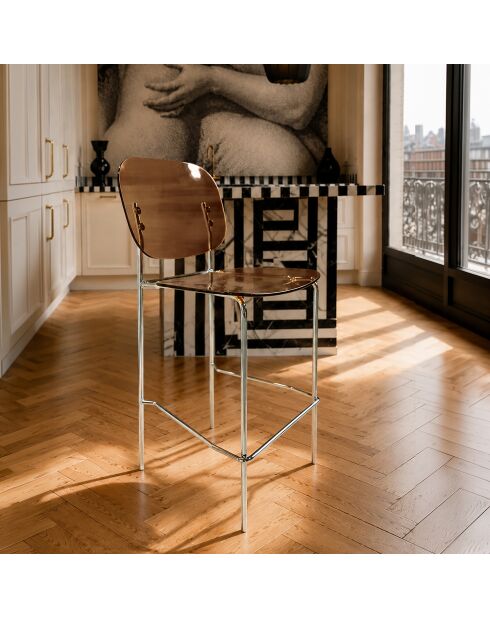 2 chaises de bar Glam marron - 49x42x88 cm