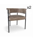 Set de 2 sillones mesa Colette negro/café - 61x52x70 cm
