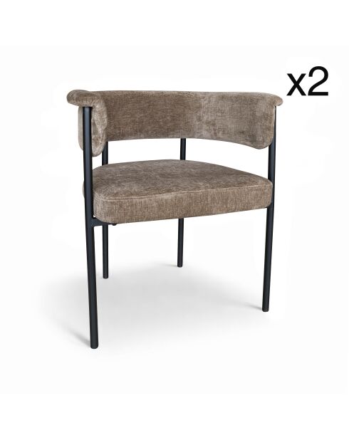 Lot2 fauteuils table Colette noir/ coffee - 61x52x70 cm
