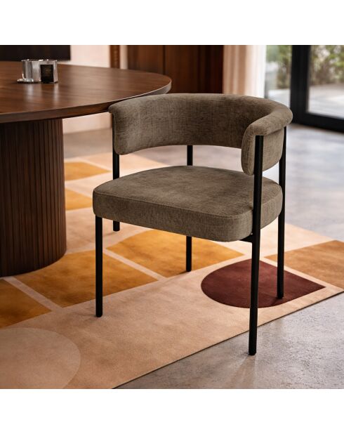 Lot2 fauteuils table Colette noir/ coffee - 61x52x70 cm