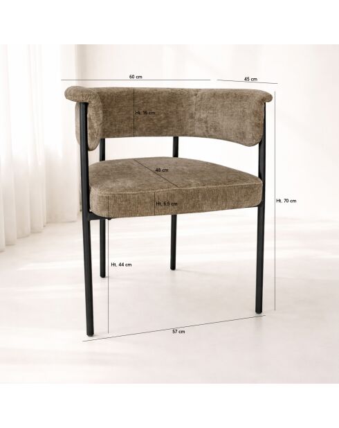 Lot2 fauteuils table Colette noir/ coffee - 61x52x70 cm