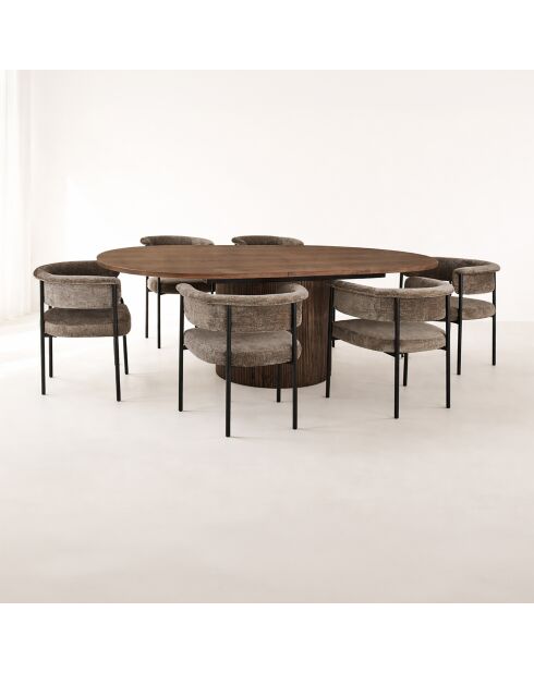 Ensemble table extensible + 6 fauteuils colette coffee - D.180/220cm