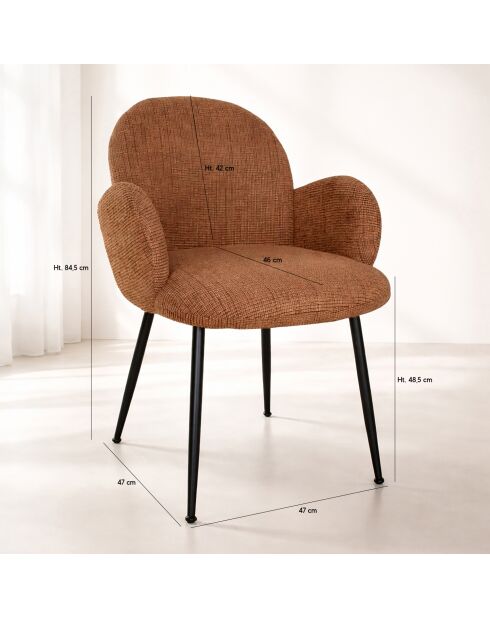 Lot 2 fauteuils de table Ginette terracotta - 64 x 60 x 86 cm
