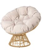 Sillón Papasan de resina tejida en arena - 96x85x80 cm
