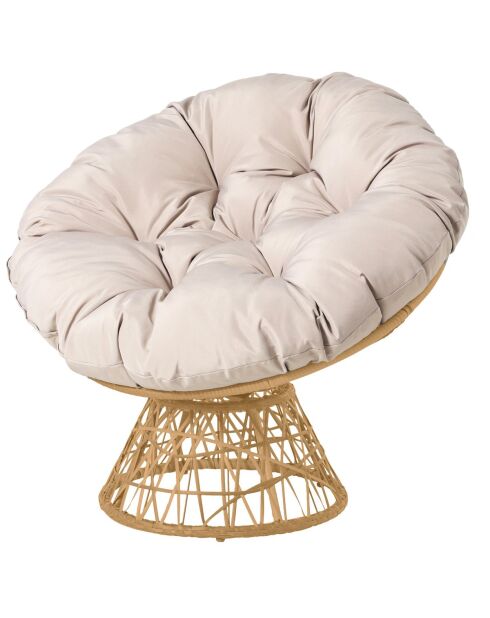 Fauteuil papasan en resine tressee sable - 96x85x80cm