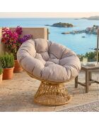 Sillón Papasan de resina tejida en arena - 96x85x80 cm