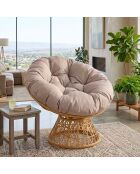 Sillón Papasan de resina tejida en arena - 96x85x80 cm