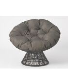 Sillón Papasan de resina tejida gris antracita - 96x85x80 cm