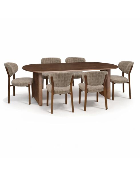 Set tavolo 230 cm sedie Suzie taupe - 230 x 90 x 76 cm/ D.2,5 cm