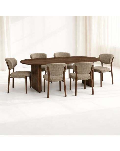 Set tavolo 230 cm sedie Suzie taupe - 230 x 90 x 76 cm/ D.2,5 cm