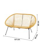 Sofá Le Cabana de 2 plazas de resina amarillo mostaza -137x92x85 cm