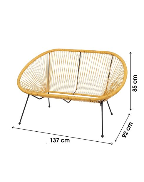 Le Cabana sofa 2 places en resine jaune moutarde -137x92x85cm