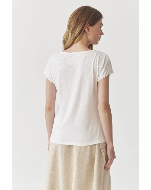 Sorna weißes Baumwoll-T-Shirt mit V-Ausschnitt