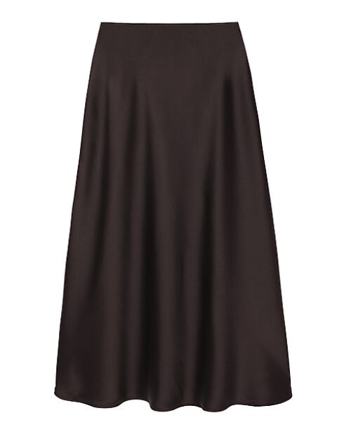 Satini 4 Midirock aus dunkelschokoladenfarbenem Satin