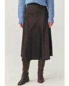Satini 4 Midirock aus dunkelschokoladenfarbenem Satin