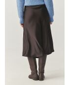 Satini 4 Midirock aus dunkelschokoladenfarbenem Satin