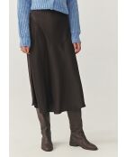 Satini 4 Midirock aus dunkelschokoladenfarbenem Satin