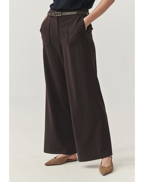 Fedorahose mit Gürtel Dunkle Schokolade