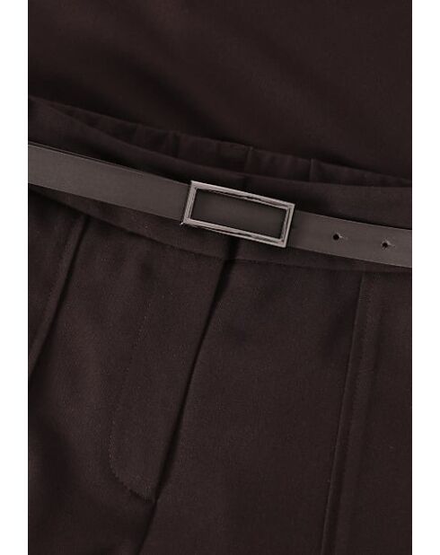 Fedorahose mit Gürtel Dunkle Schokolade