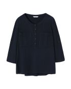 Marineblaue Baumwollstrickbluse Alja