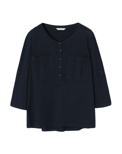 Marineblaue Baumwollstrickbluse Alja