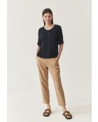 Marineblaue Baumwollstrickbluse Alja