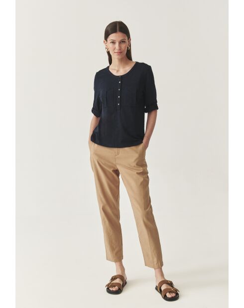Marineblaue Baumwollstrickbluse Alja