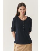 Marineblaue Baumwollstrickbluse Alja