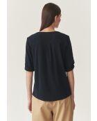 Marineblaue Baumwollstrickbluse Alja