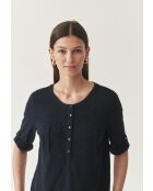 Marineblaue Baumwollstrickbluse Alja