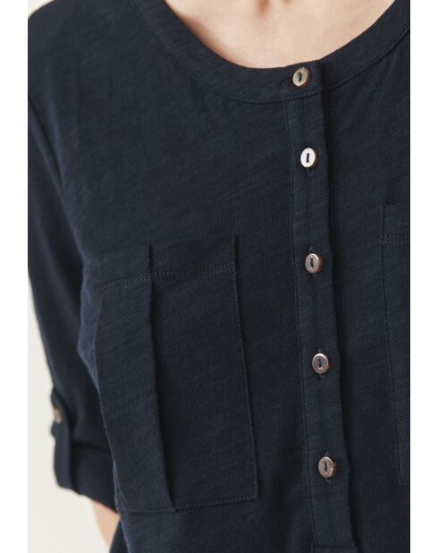 Marineblaue Baumwollstrickbluse Alja