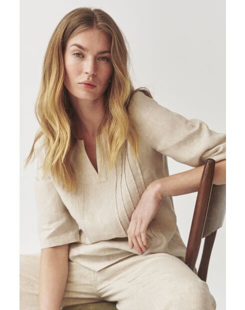 Blouse en lin Pamo beige chiné