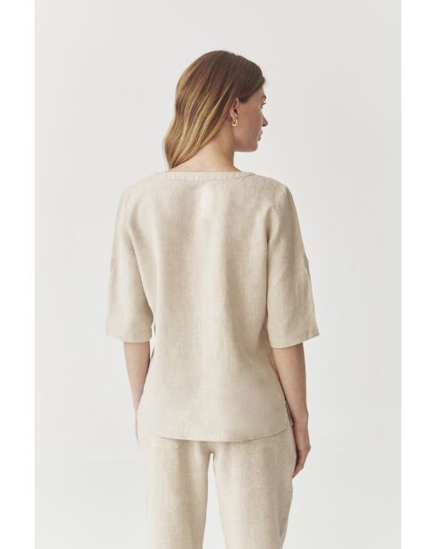 Leinenbluse Pamo in meliertem Beige