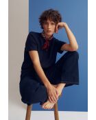 Marineblauwe gebreide blouse Nora