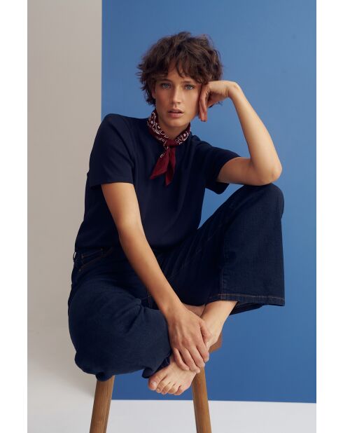 Marineblauwe gebreide blouse Nora