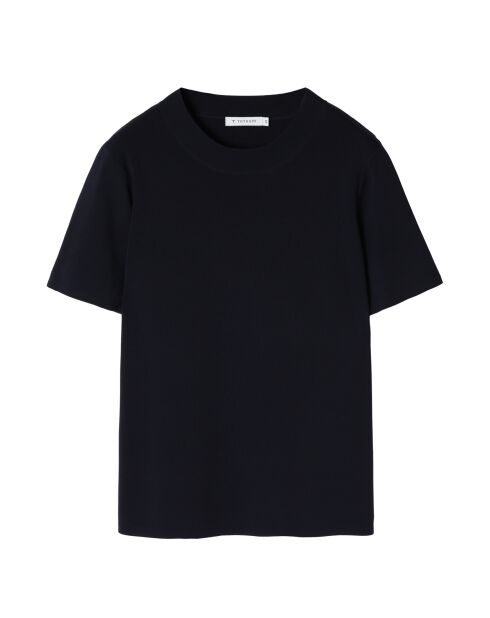 Marineblauwe gebreide blouse Nora