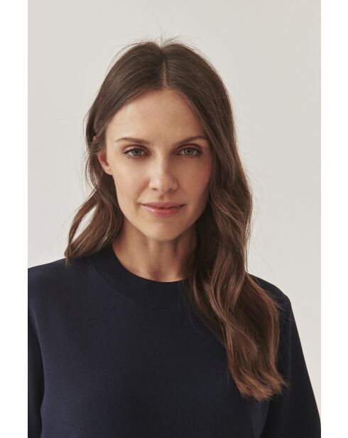 Marineblauwe gebreide blouse Nora