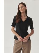 Schwarze Baumwollstrickbluse Victa