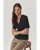 Schwarze Baumwollstrickbluse Victa
