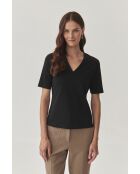 Schwarze Baumwollstrickbluse Victa