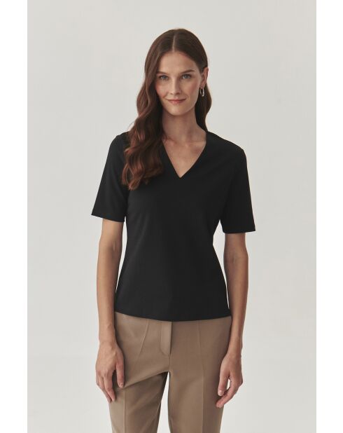 Schwarze Baumwollstrickbluse Victa