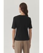 Schwarze Baumwollstrickbluse Victa