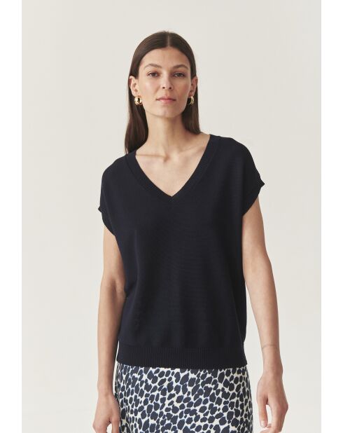 Marineblaue Strickbluse Ezalja